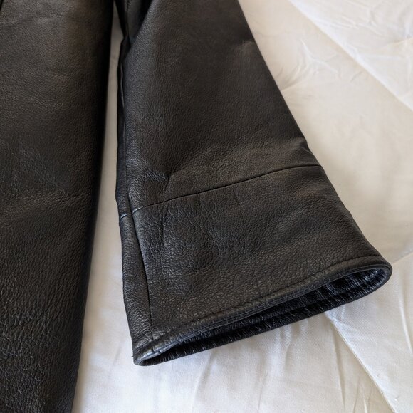 TERRY LEWIS Detachable Coat Women's L Black Leather Faux Fur 2 In 1 Pockets - Picture 12 of 16